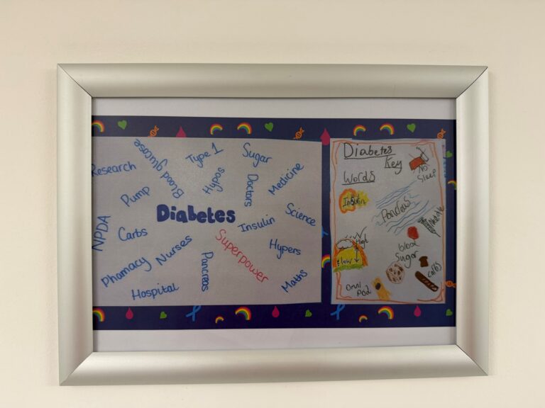 Words surrounding diabetes in a poster