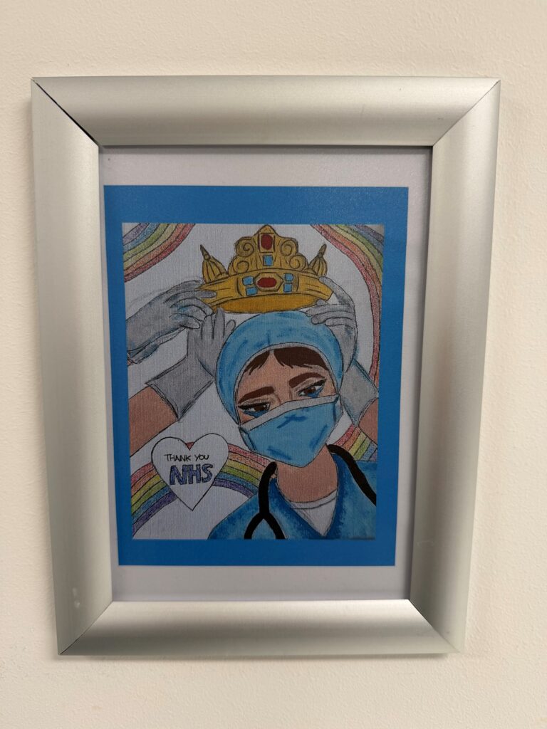 Drawing of a nurse having a crown placed upon their head